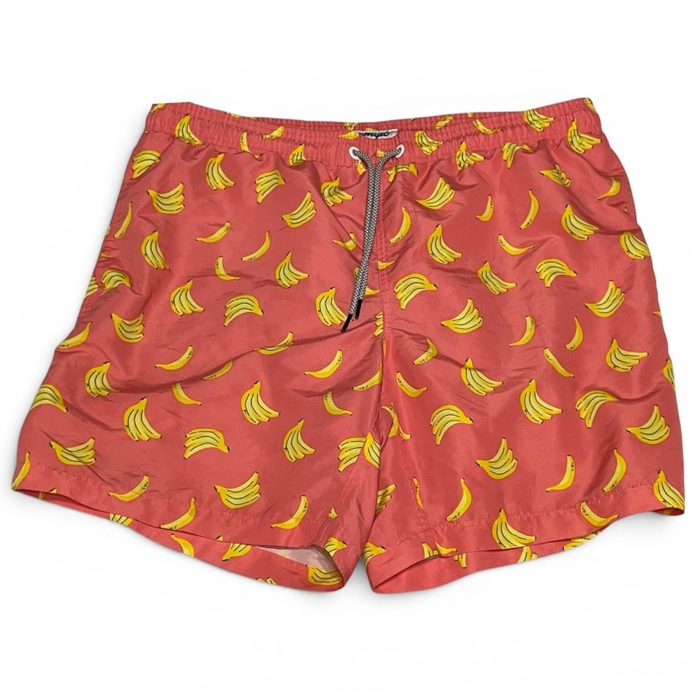 Maamgic Swim Trunks XL Pink Banana Print‎ Mens Mesh Lined Board Shorts Excellent